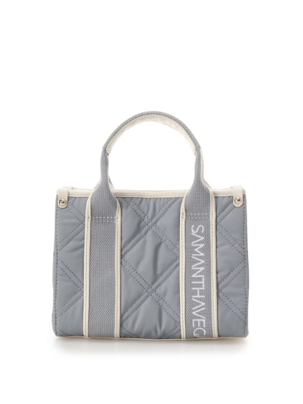 ロゴテープキルティングハンドバッグ（ミニ）【ダルブルー】 ダルブルー