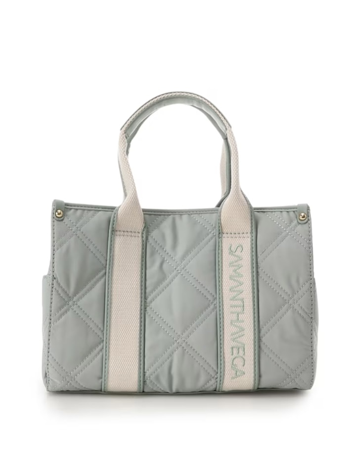 ロゴテープキルティングハンドバッグ（小）【ミント】 ミント