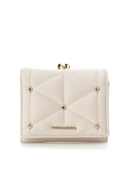 キルティングスタッズ折財布【ホワイト】 ホワイト