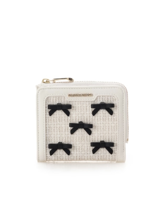 ツイードリボン折財布【マルチカラー】 マルチカラー