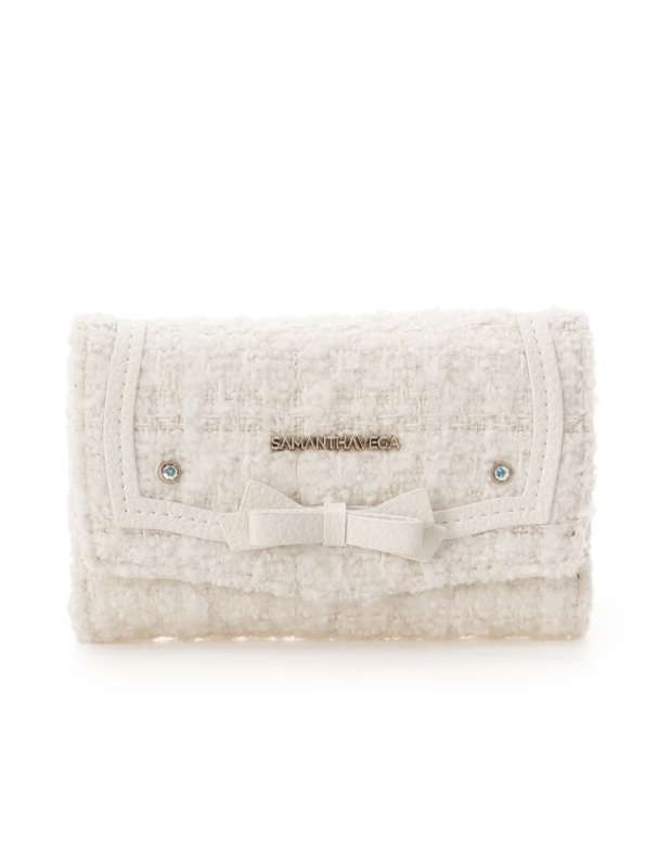 ソリッドリボンツイードキーケース【ホワイト】 ホワイト