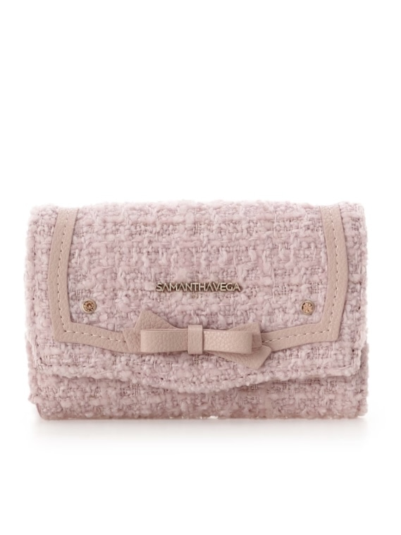 ソリッドリボンツイードキーケース【ピンク】 ピンク