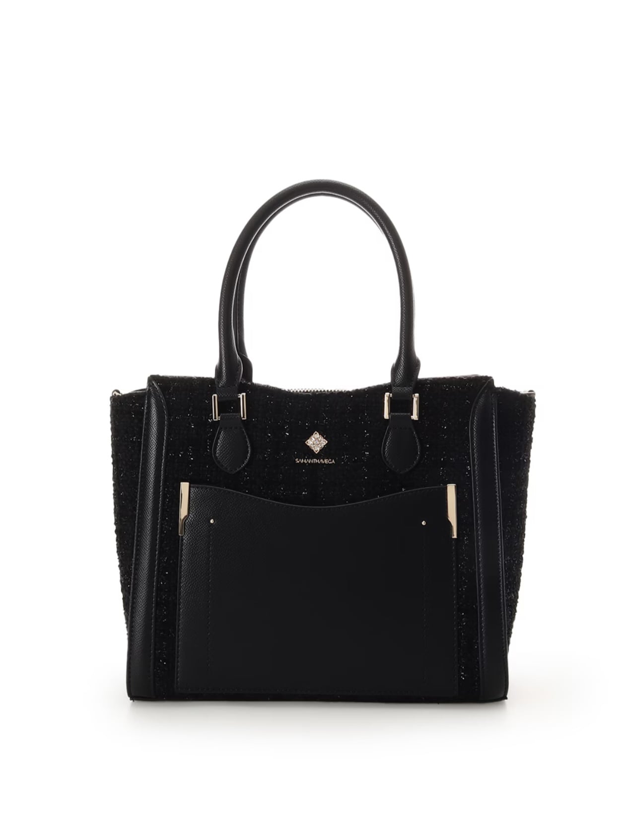 ツイードダイヤカットハンドバッグ【ブラック】 ブラック