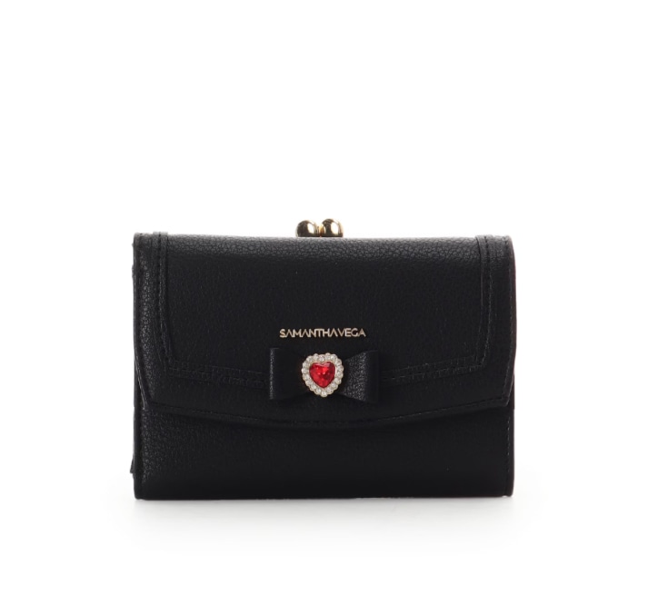 ブロッサムリボン折財布　【ブラック】