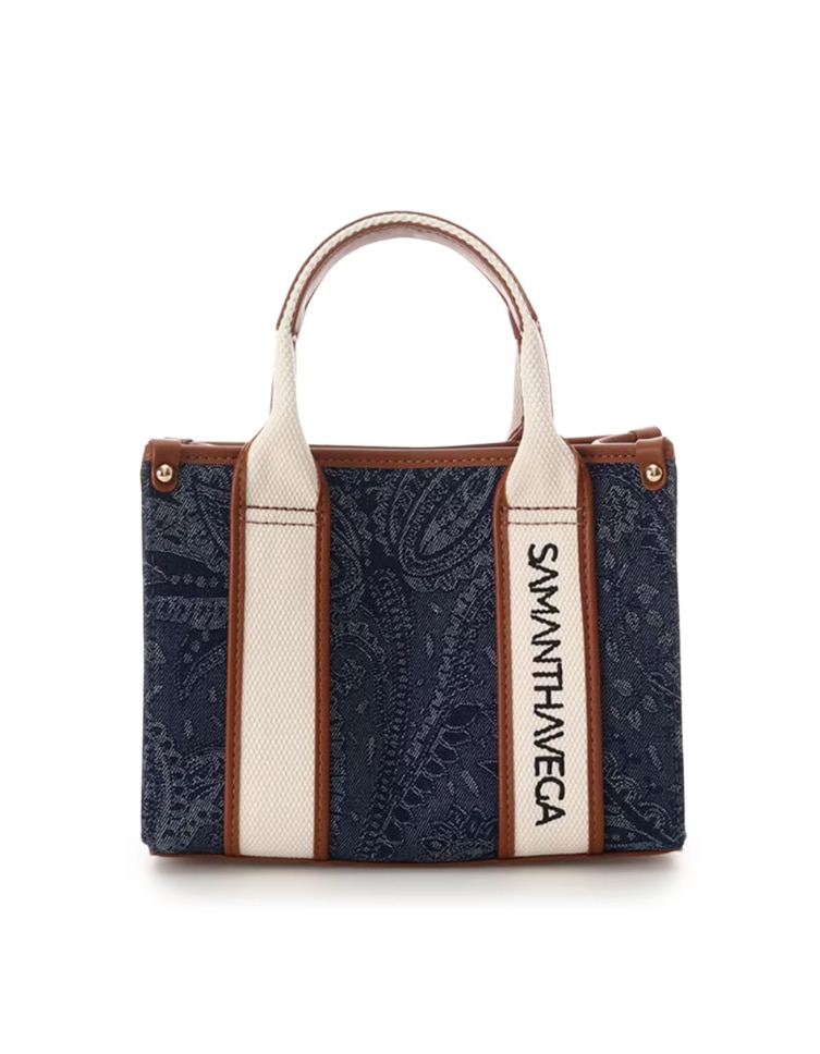  ロゴテープジャガード調トートバッグ（ミニ）【インディゴ】 インディゴ