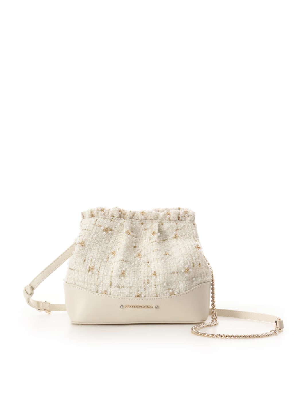 ツイードチェーンショルダーバッグ オフホワイト