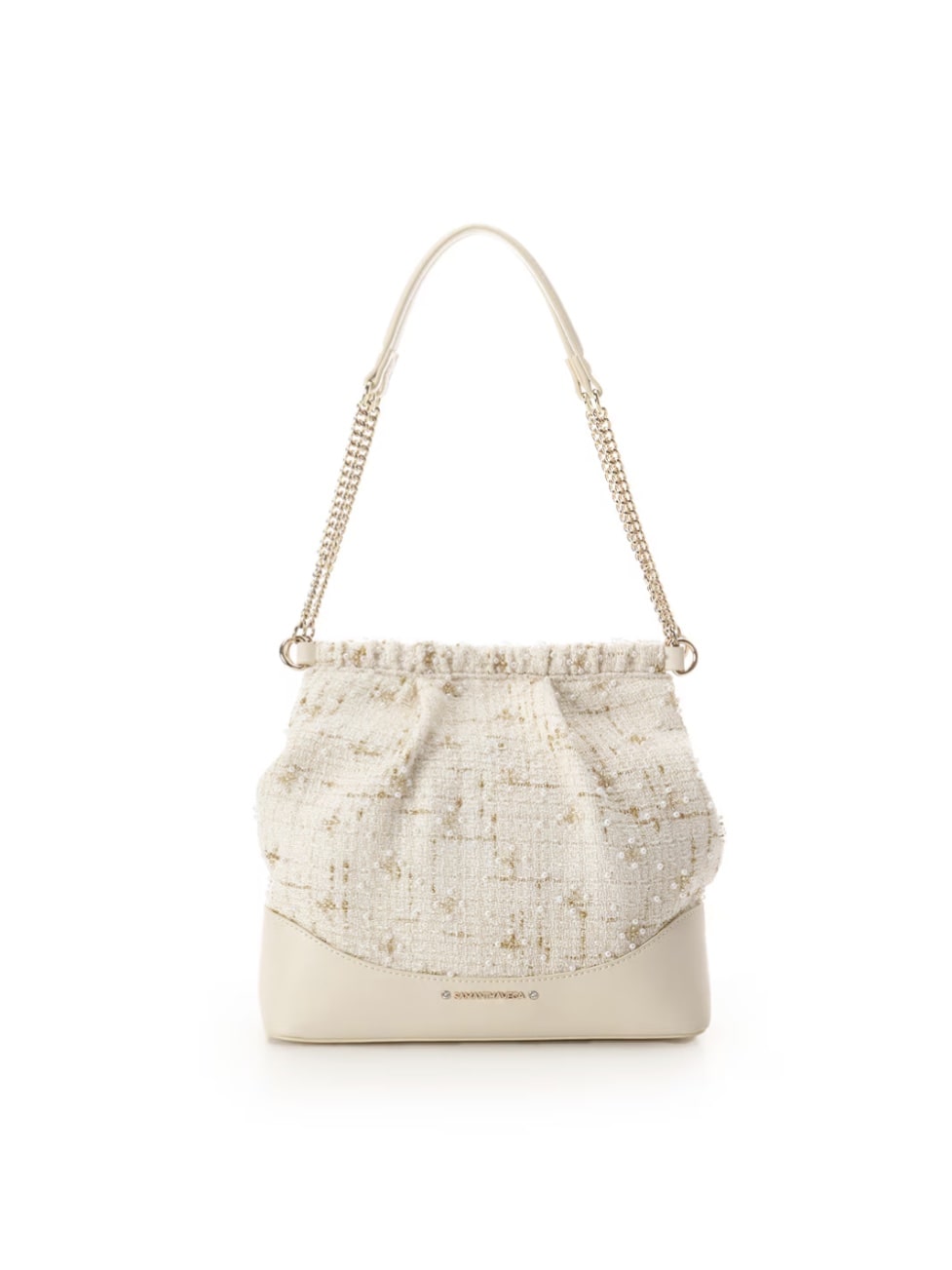 ツイードチェーンハンドバッグ オフホワイト