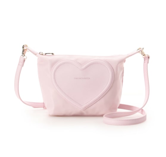 フロントハートナイロンショルダーバッグ【ピンク】(ピンク