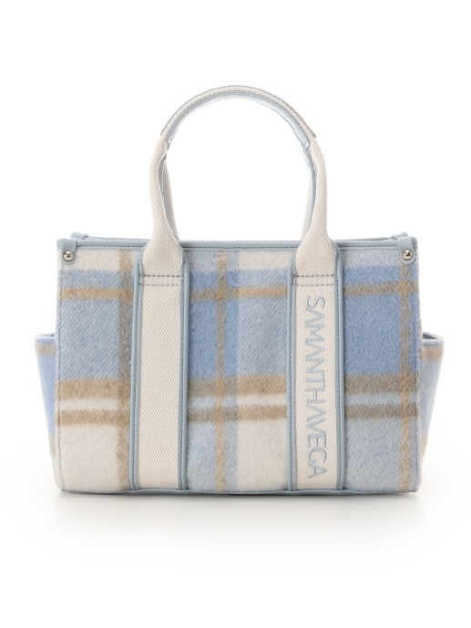 ロゴテープチェックハンドバッグ【ライトブルー】 ライトブルー