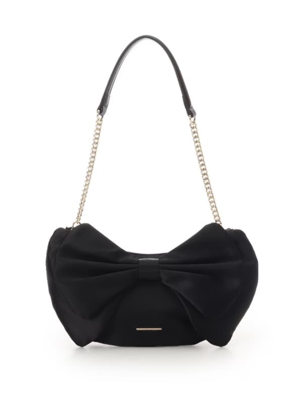 ダブルリボンワンショルダーバッグ【ブラック】(ブラック