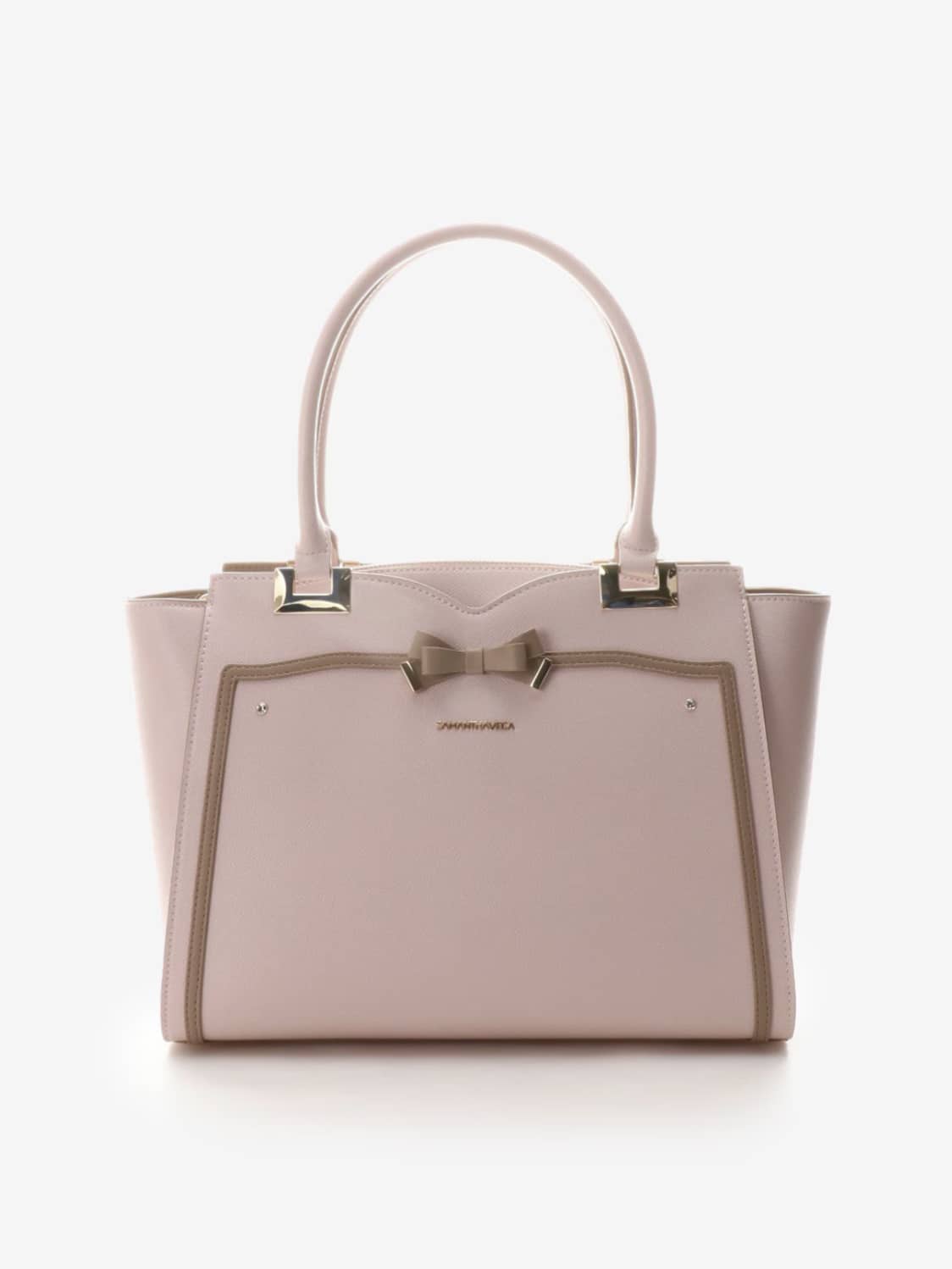 ソリッドリボンA4トートバッグ【ピンクベージュ】 ピンクベージュ