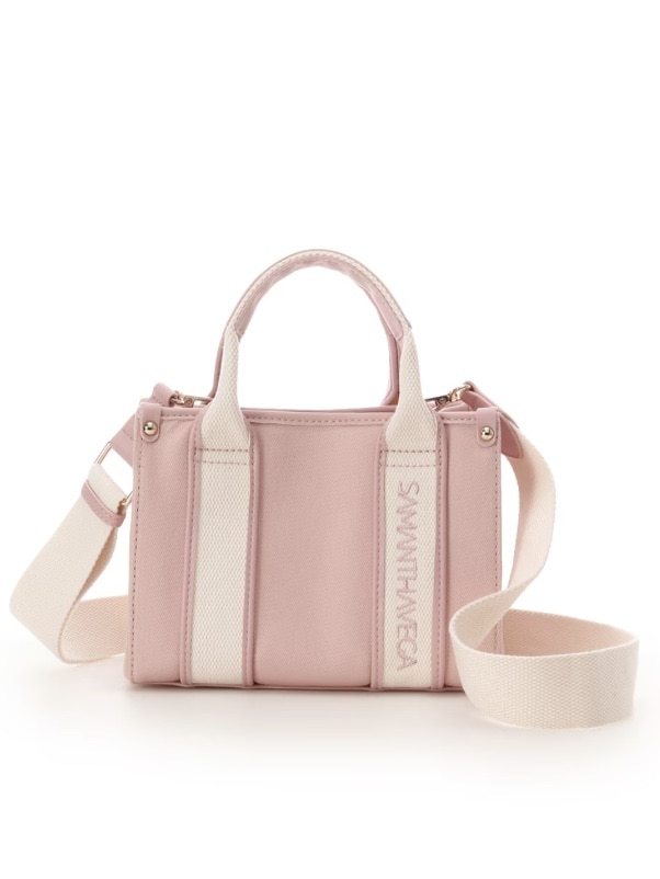 新色ロゴテープキャンバスショルダーバッグ（ミニ）【ピンク】(ピンク