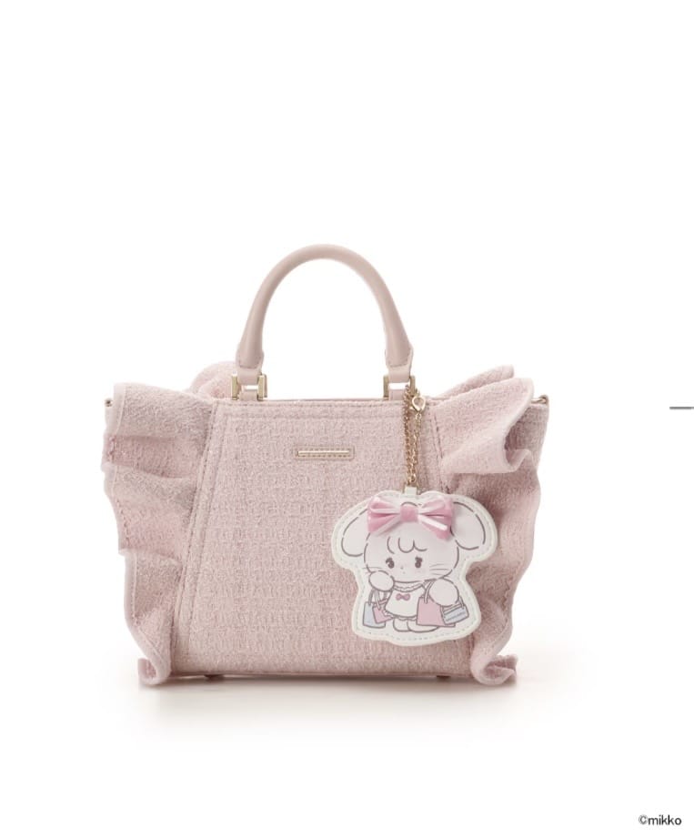 Lil ala mode×SAMANTHAVEGAコレクション ツイードフリルハンドバッグ【キャミー】 ピンク