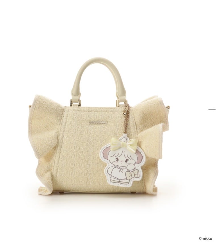 Lil ala mode×SAMANTHAVEGAコレクション ツイードフリルハンドバッグ【スフレ】 イエロー