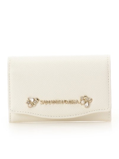 アクセントビジューカードケース【ホワイト】 ホワイト