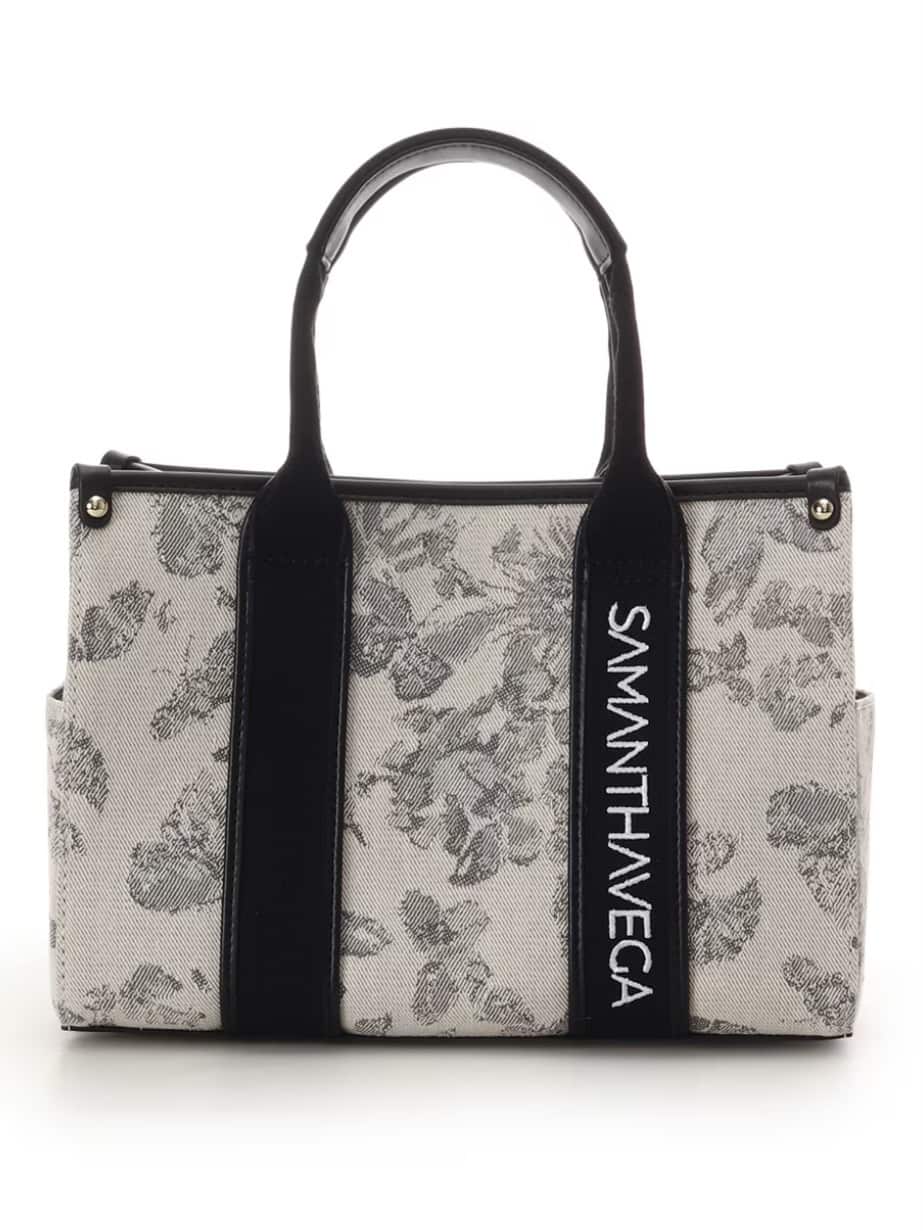 ロゴテープジャガード調トートバッグ（小）【ブラック】 ブラック