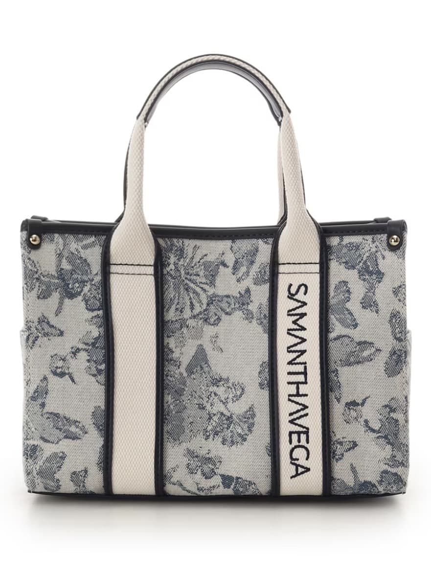 ロゴテープジャガード調トートバッグ（小）【ダルブルー】 ダルブルー