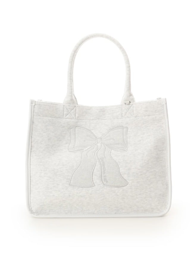 リボン刺繍トートバッグ【ホワイト】 ホワイト