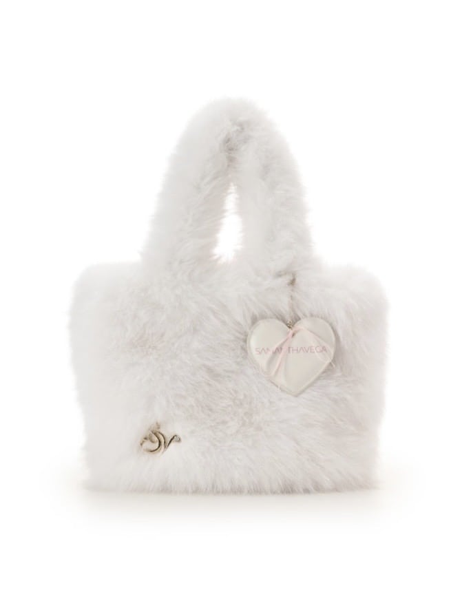 ハートファーハンドバッグ【ホワイト】 ホワイト