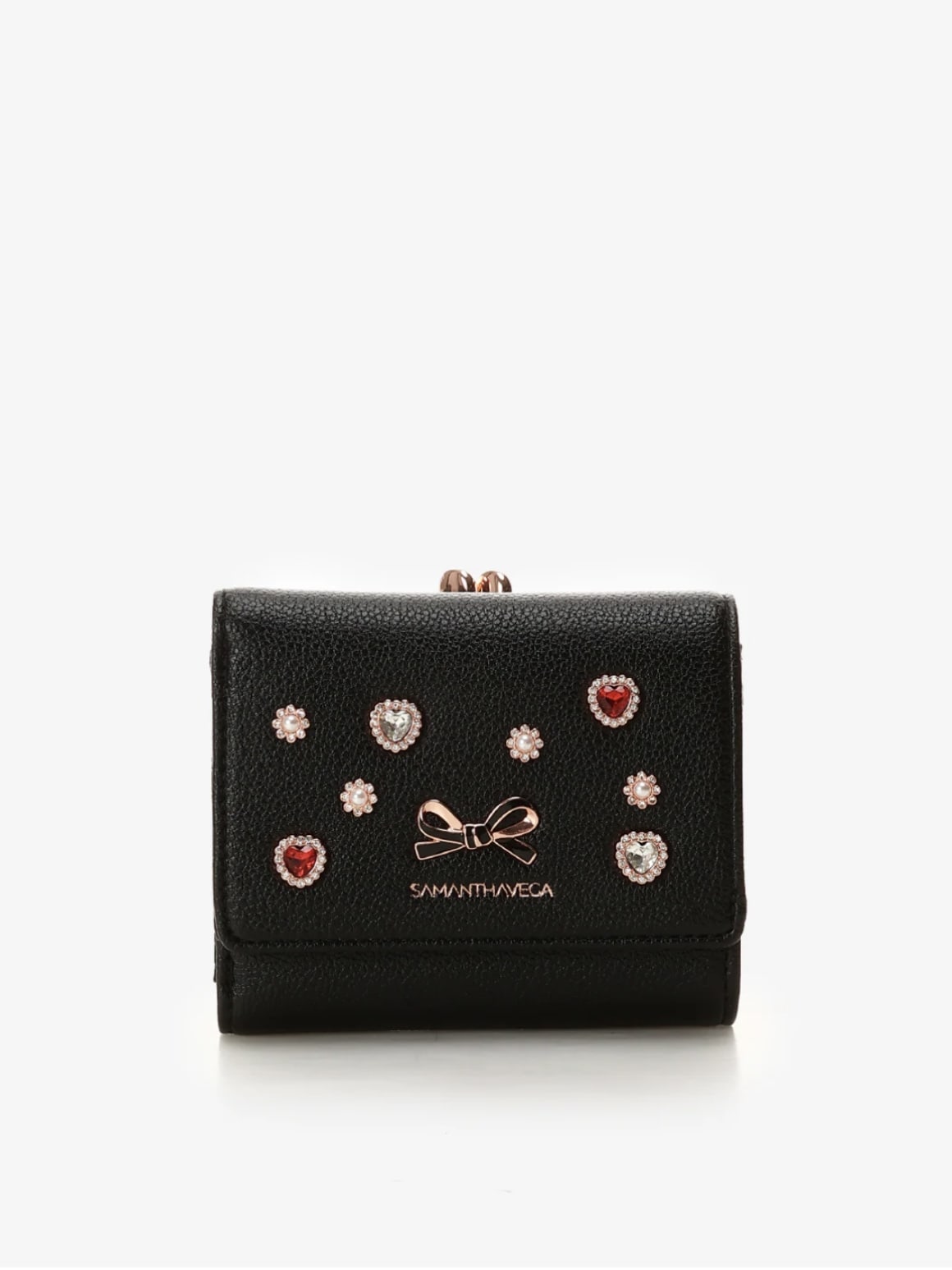 ハートビジュー折財布【ブラック】