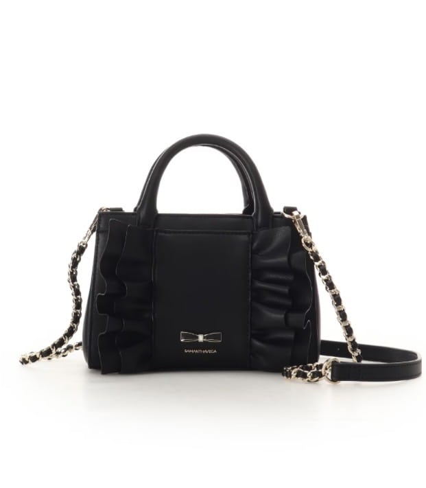 フリルリボンショルダーバッグ【ブラック】