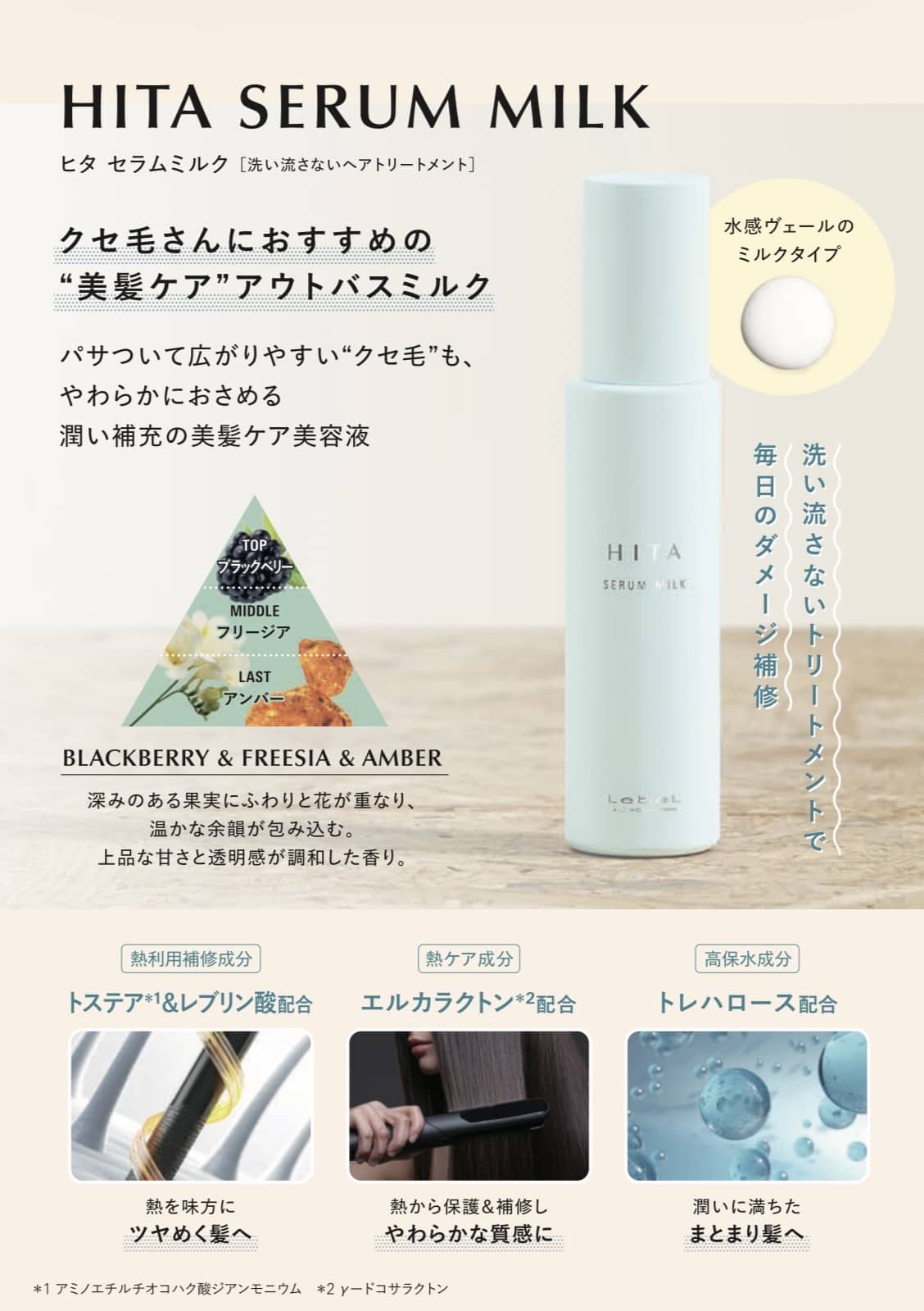 ヒタ セラムミルク(洗い流さないヘアトリートメント)