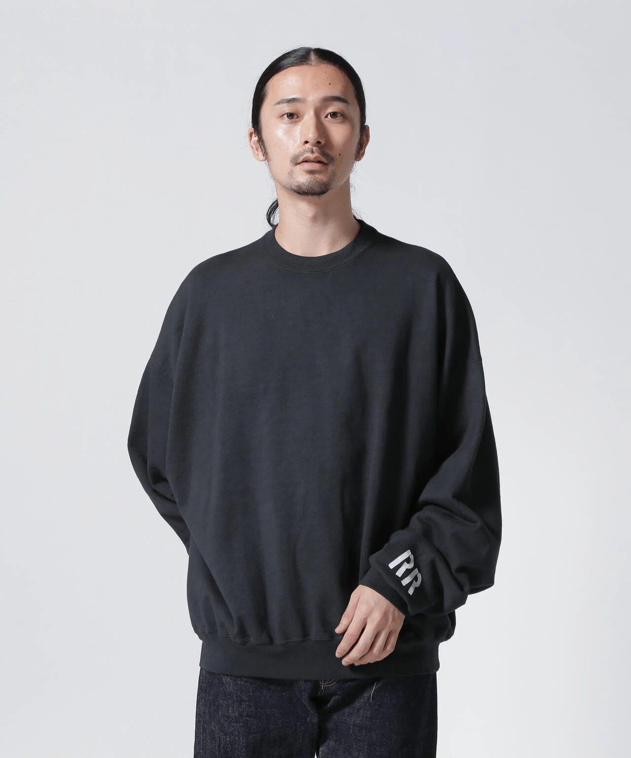 REMI RELIEF/レミレリーフ/別注LW加工裏毛BIGサイズクルースウェット BLACK L