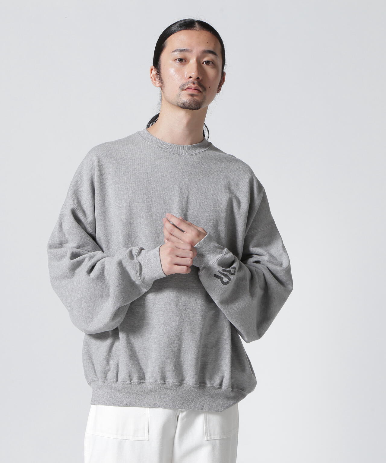 REMI RELIEF/レミレリーフ/別注LW加工裏毛BIGサイズクルースウェット GRAY L