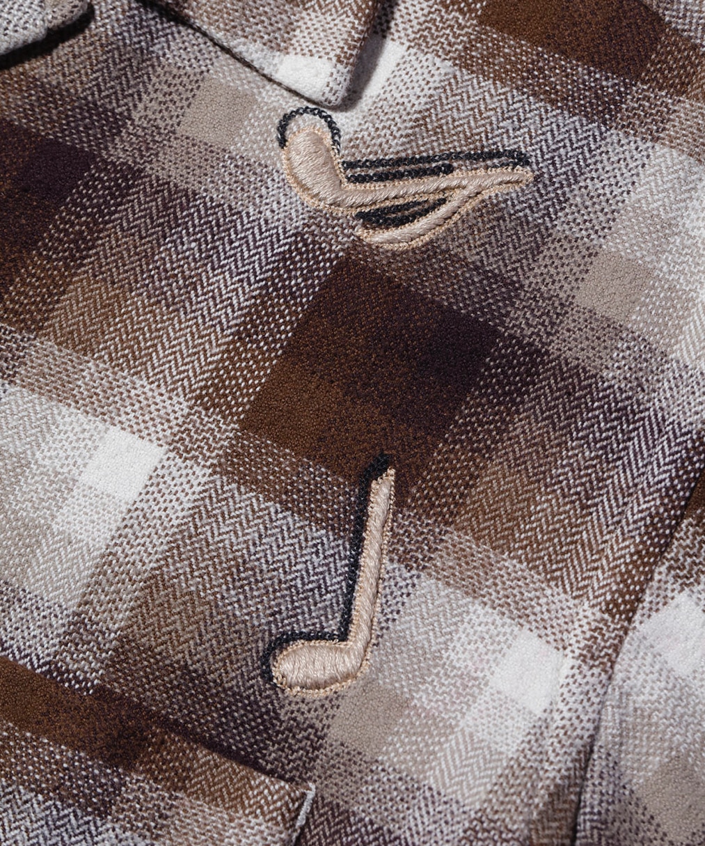 NOMA t.d./ノーマティーディー/MUSIC HAND EMBROIDERY FLANNEL SHIRT BROWN 3