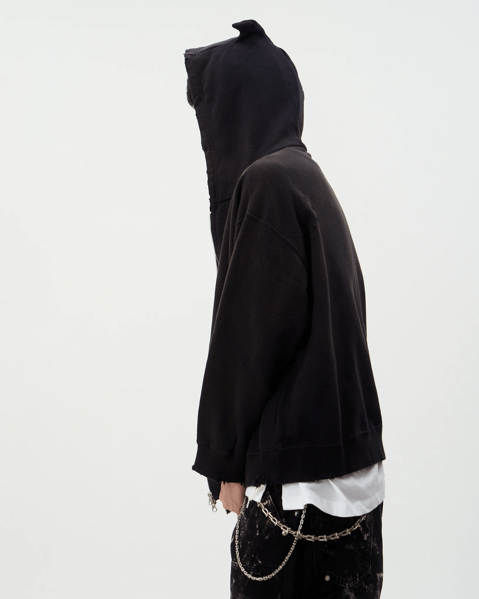 DISCOVERED/ディスカバード/DEVIL EAR DAMAGE HOODIE BLACK 1