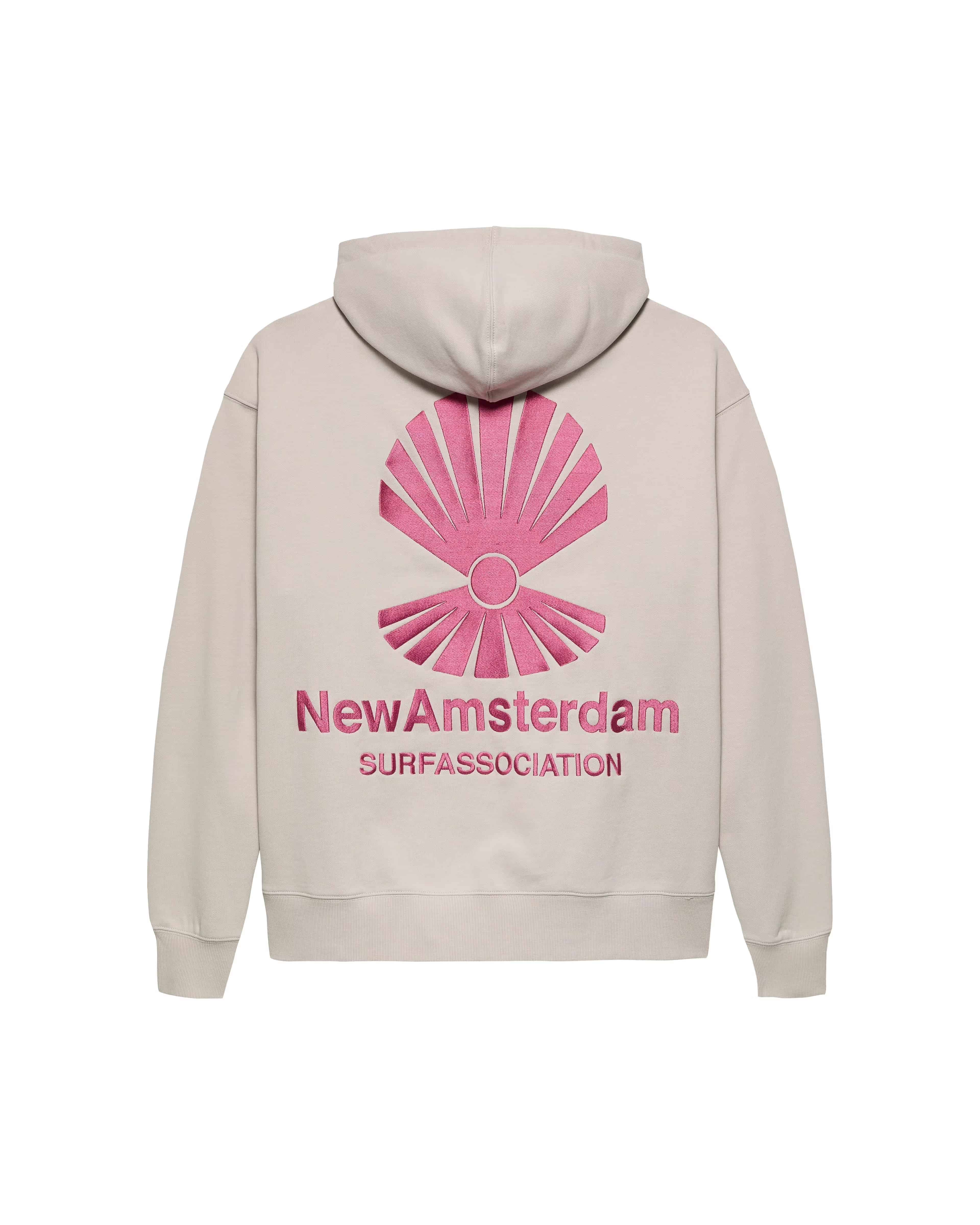 NewAmsterdam/ニューアムステルダム/LOGO HOODIE ZIP-UP PEBBLE/MAGENTA BEIGE S