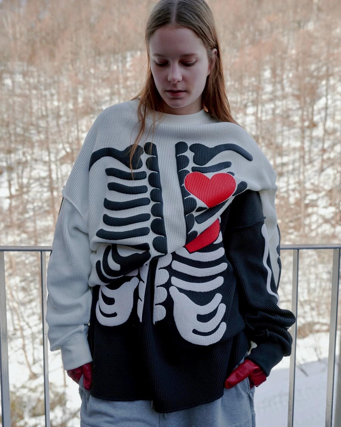 DISCOVERED/ディスカバード/別注BONE WAFFLE LONG SLEEVE TEE BLACK 1