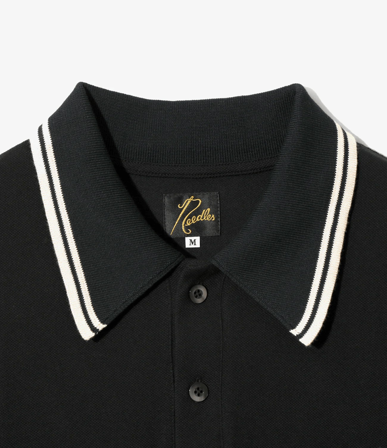 Needles/ニードルズ/REGULAR COLLAR POLO - COTTON PIQUE BLACK S