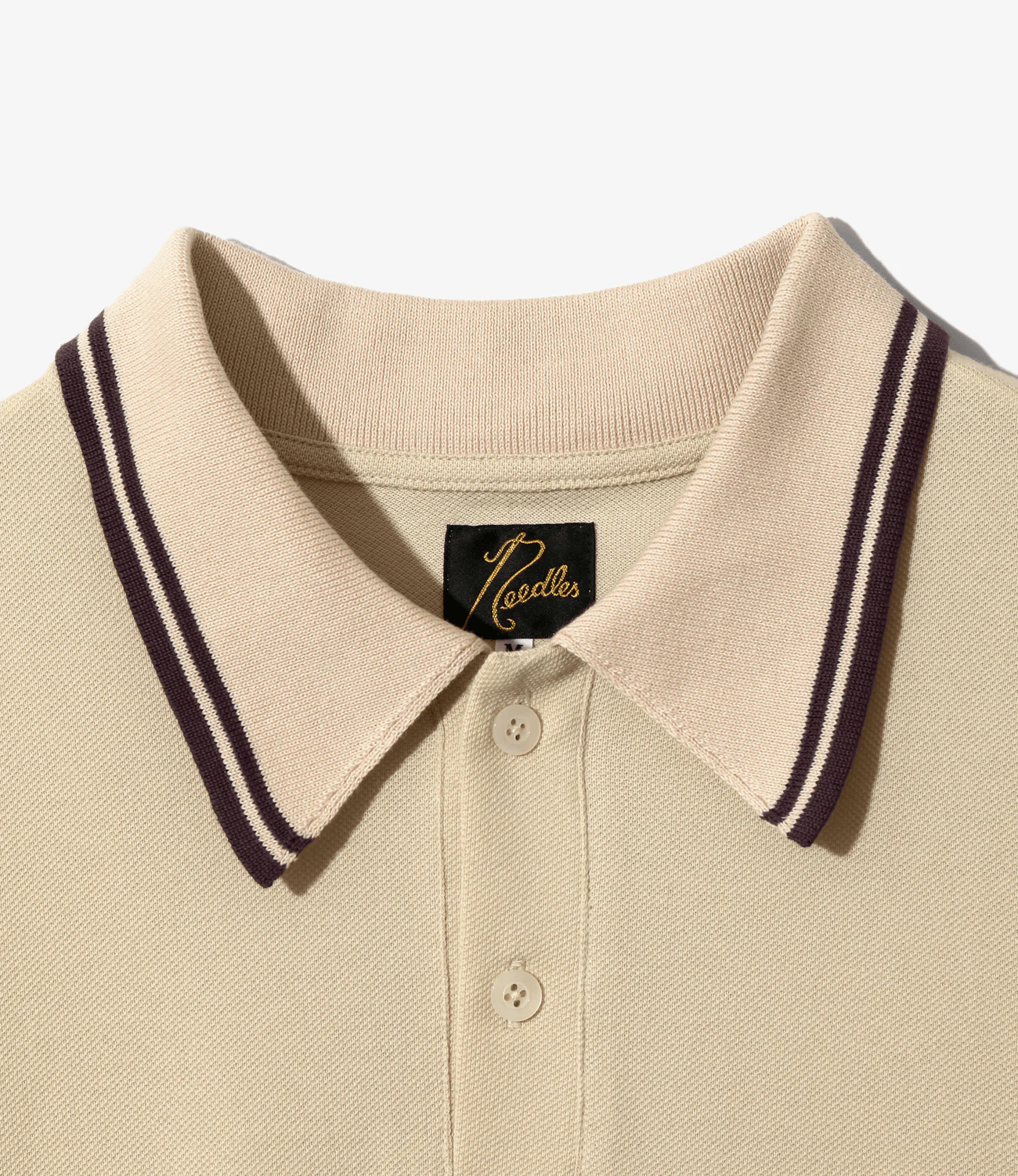 Needles/ニードルズ/REGULAR COLLAR POLO - COTTON PIQUE BEIGE S