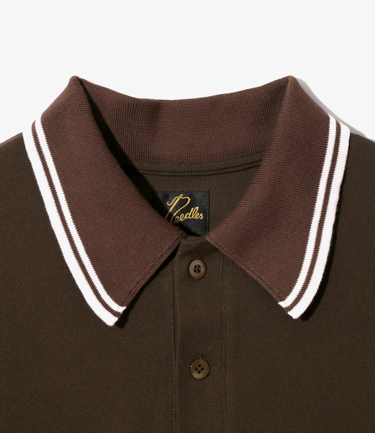 Needles/ニードルズ/REGULAR COLLAR POLO - COTTON PIQUE BROWN S