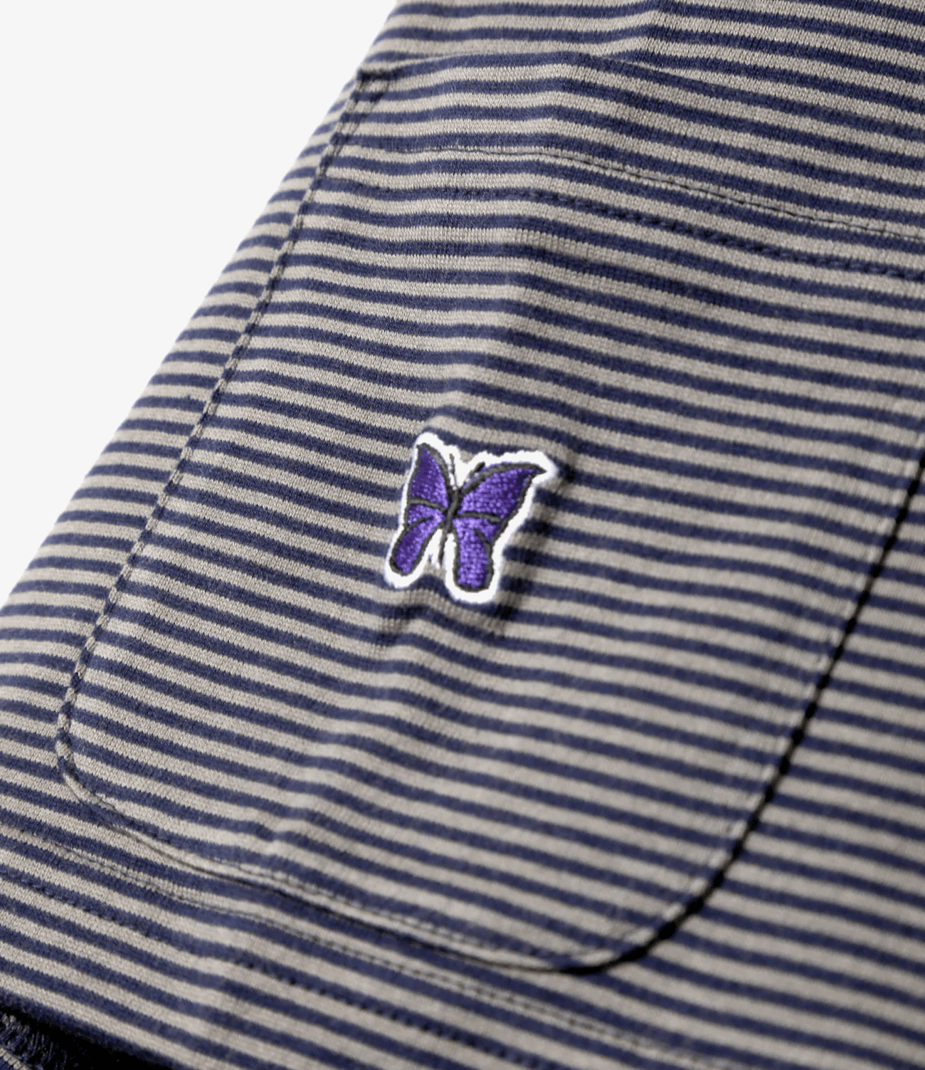 Needles/ニードルズ/S/S CREW NECK TEE - COTTON STRIPE JERSEY A-NAVY S