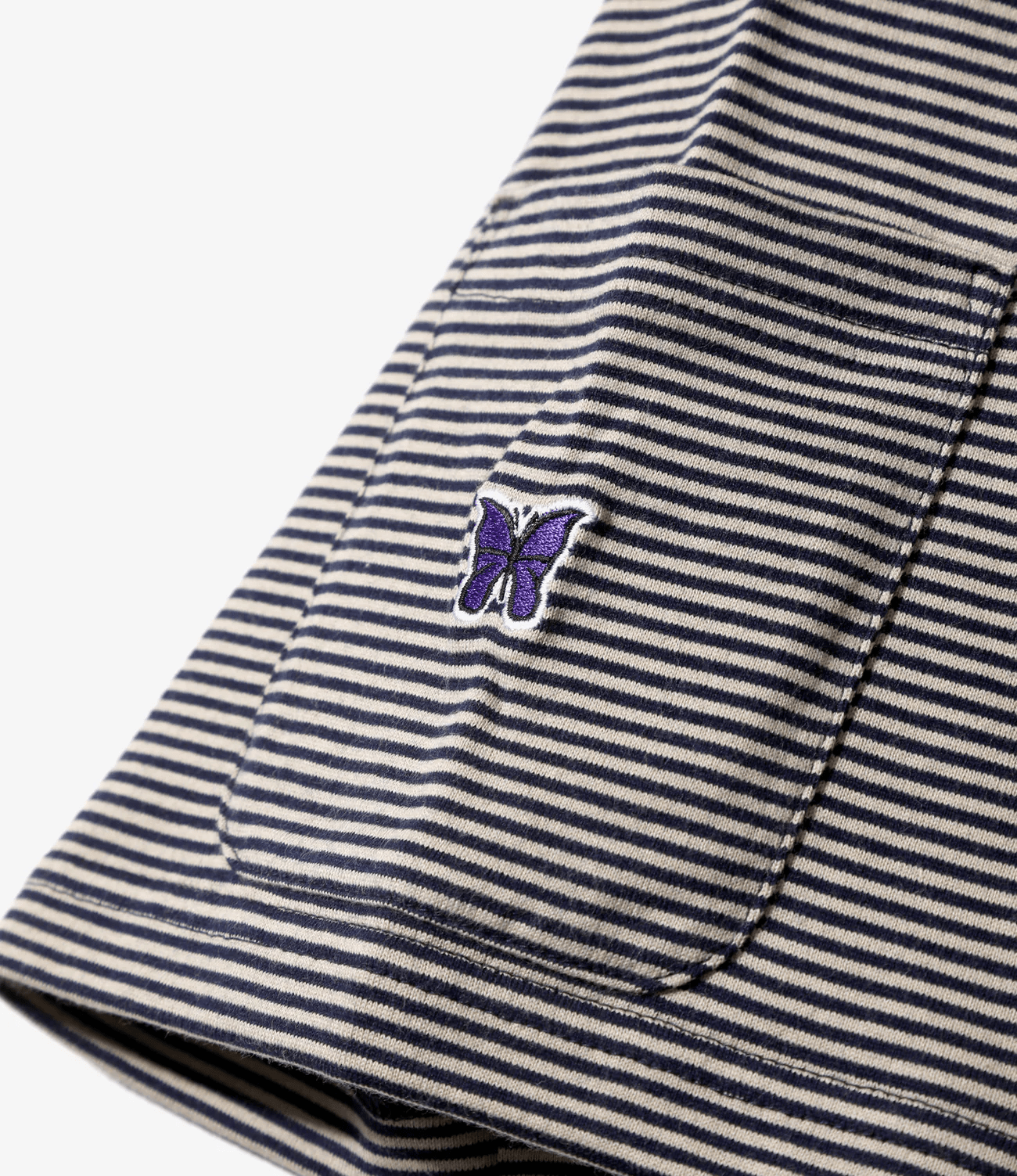 Needles/ニードルズ/S/S CREW NECK TEE - COTTON STRIPE JERSEY B-NAVY S