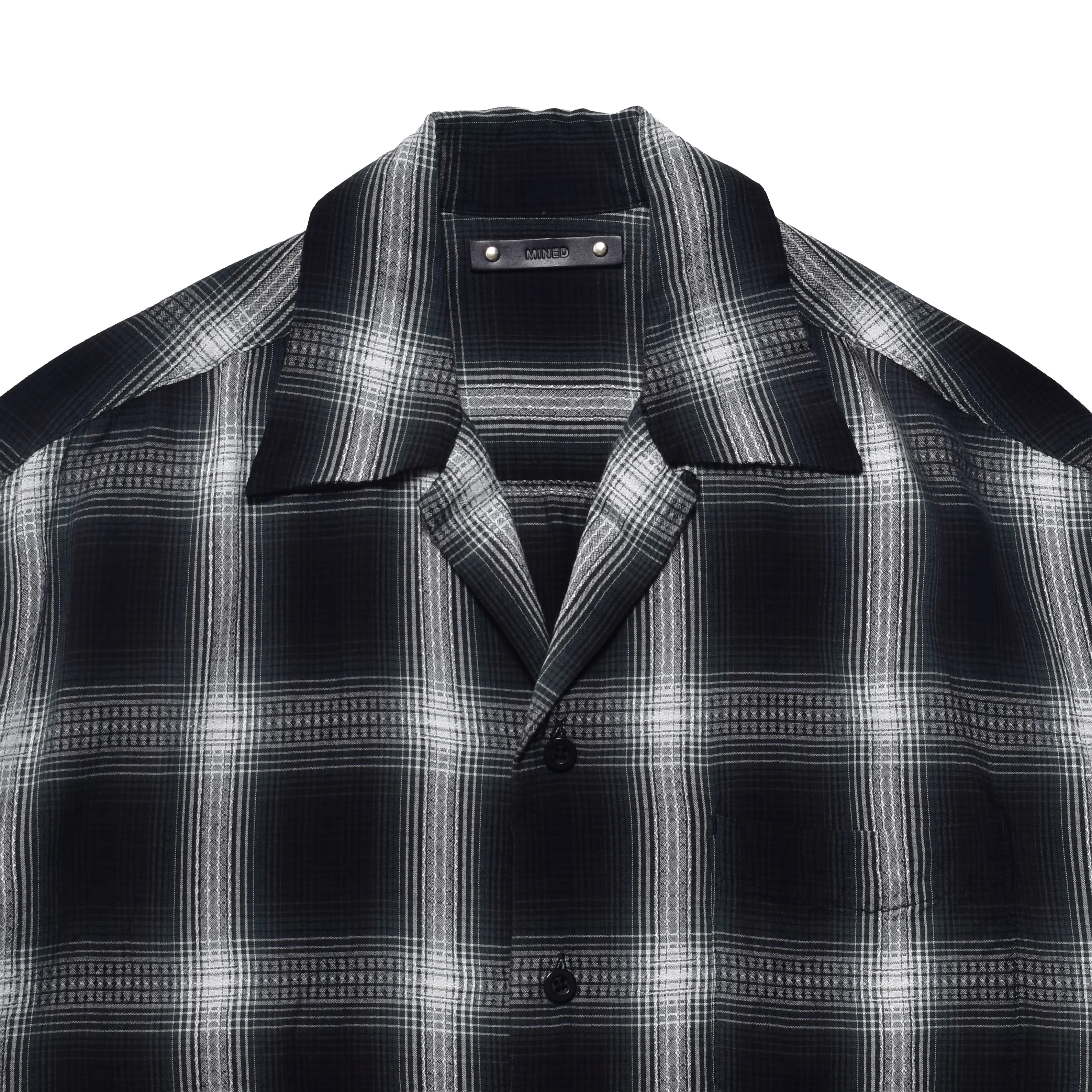 MINEDENIM/マインデニム/Rayon Dobby Plaid S.S Open Collar SH BLT 1