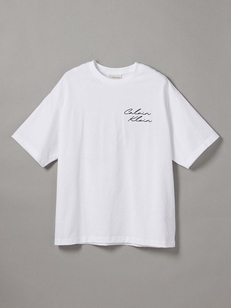 CalvinKlein/カルバンクライン/エンブロイダリーロゴフォント グラフィックTシャツ WHITE S