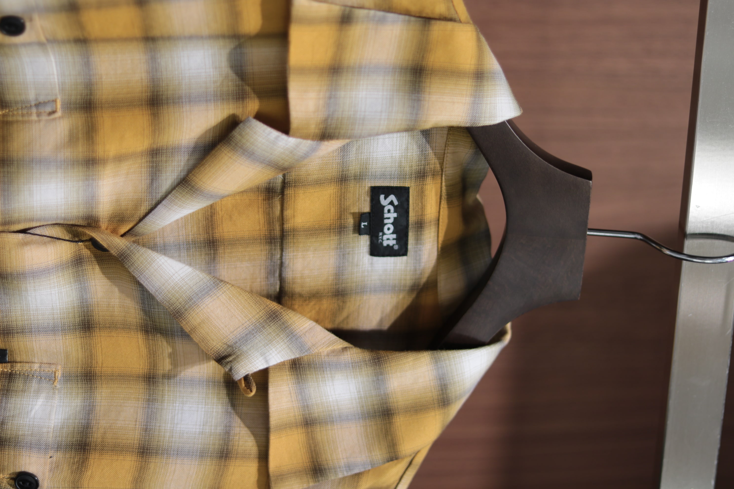 Schott OMBRE PLAID L/S SHIRT/オンブレ LS チェックシャツ(M YELLOW