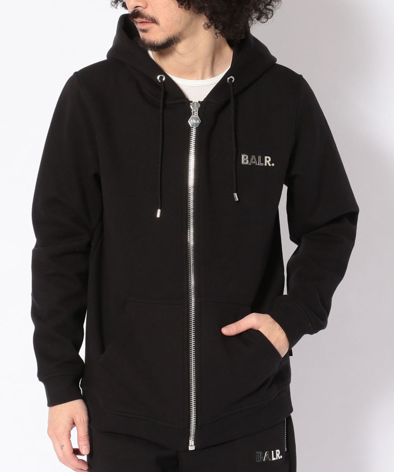 BALR./ボーラー/Q-SERIES STRAIGHT ZIP ZIPPED HOODIE BLACK S