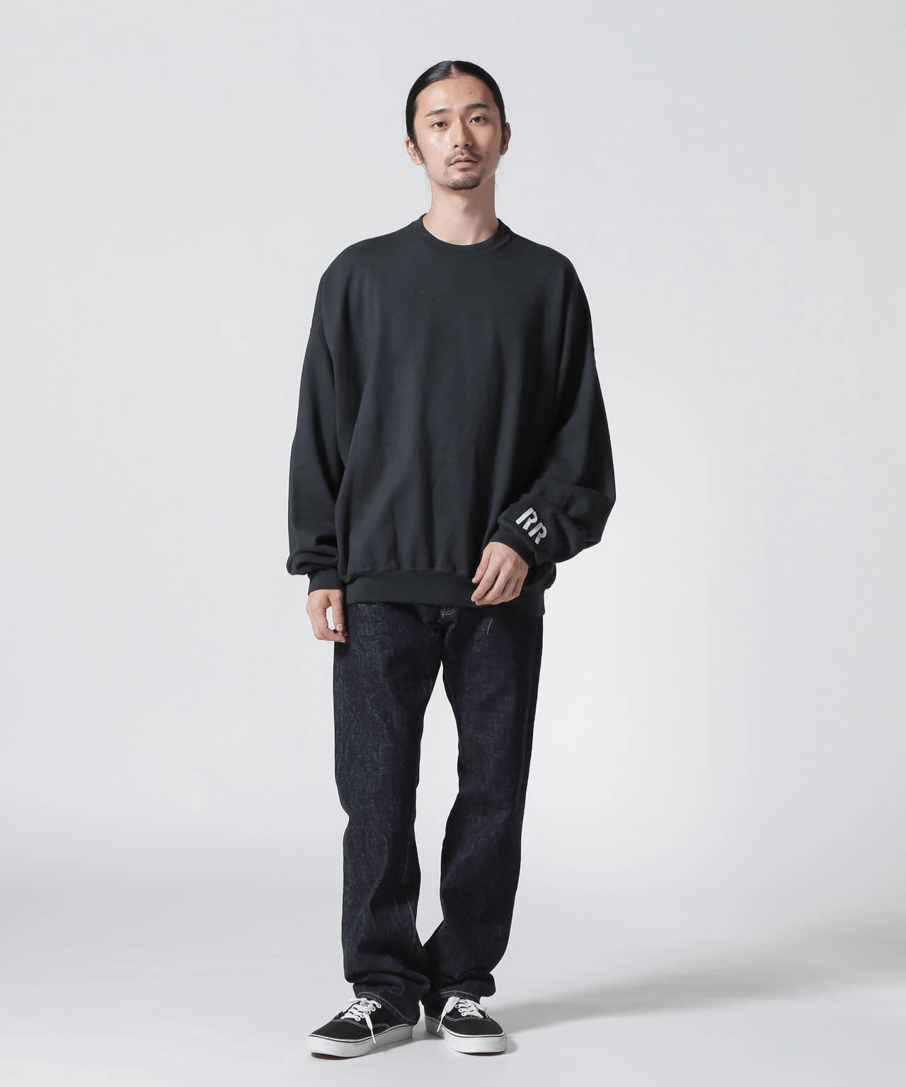 REMI RELIEF/レミレリーフ/別注LW加工裏毛BIGサイズクルースウェット BLACK L