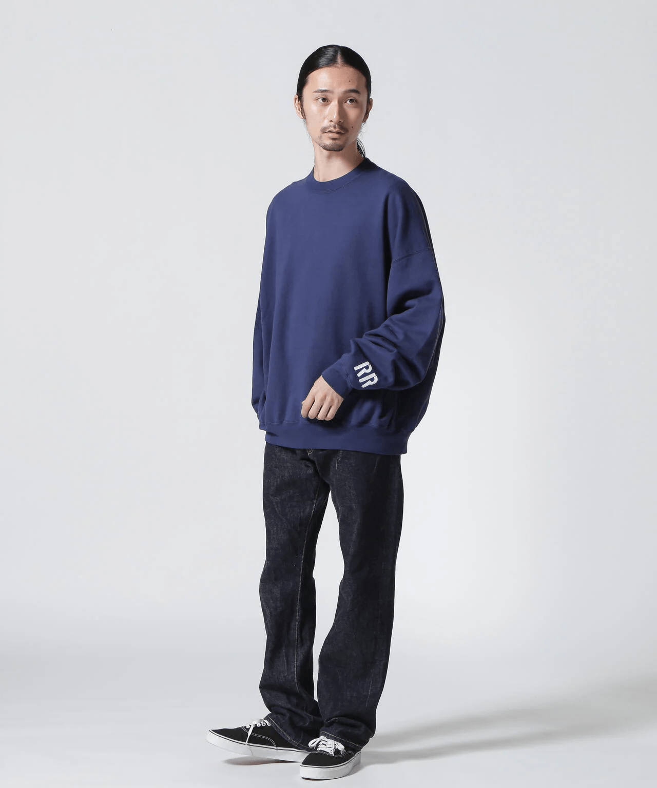 REMI RELIEF/レミレリーフ/別注LW加工裏毛BIGサイズクルースウェット NAVY L