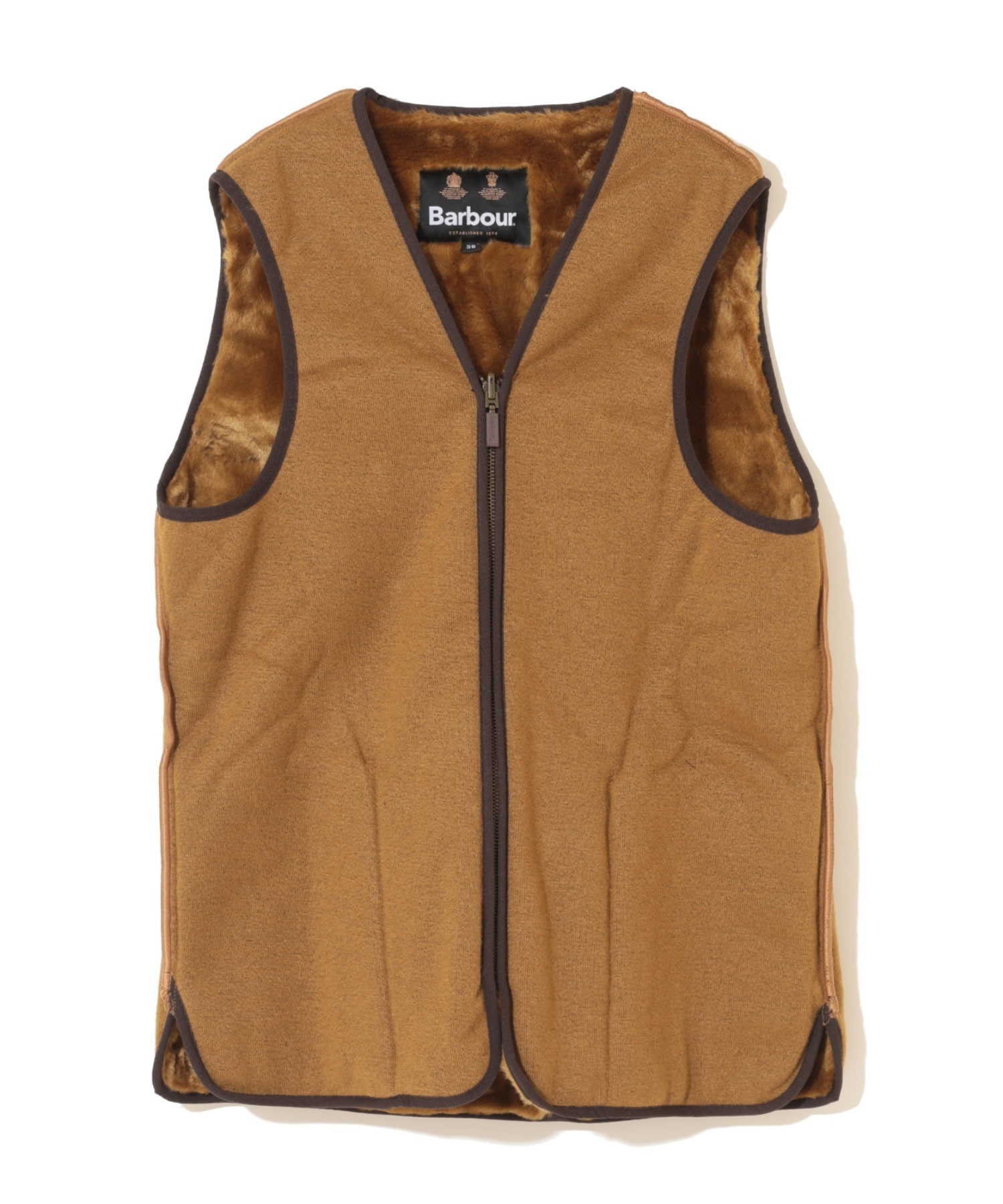 BARBOUR/バブアー/フロントジップファーライナーベスト（スリムフィット） LIGHT BROWN 42