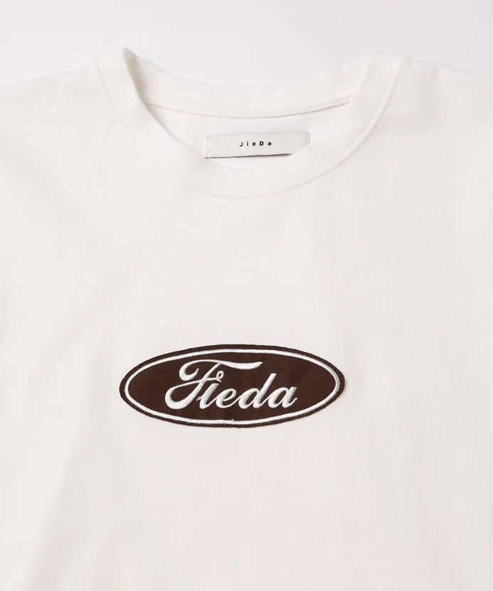 JieDa/ジエダ/CAR FONT TEE WHITE-BROWN F