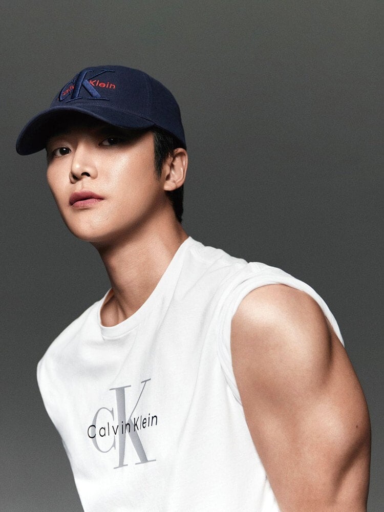 CalvinKlein/カルバンクライン/ショートスリーブモノグラムプリントTシャツ[ロウン、ミンギュ着用商品] WHITE M