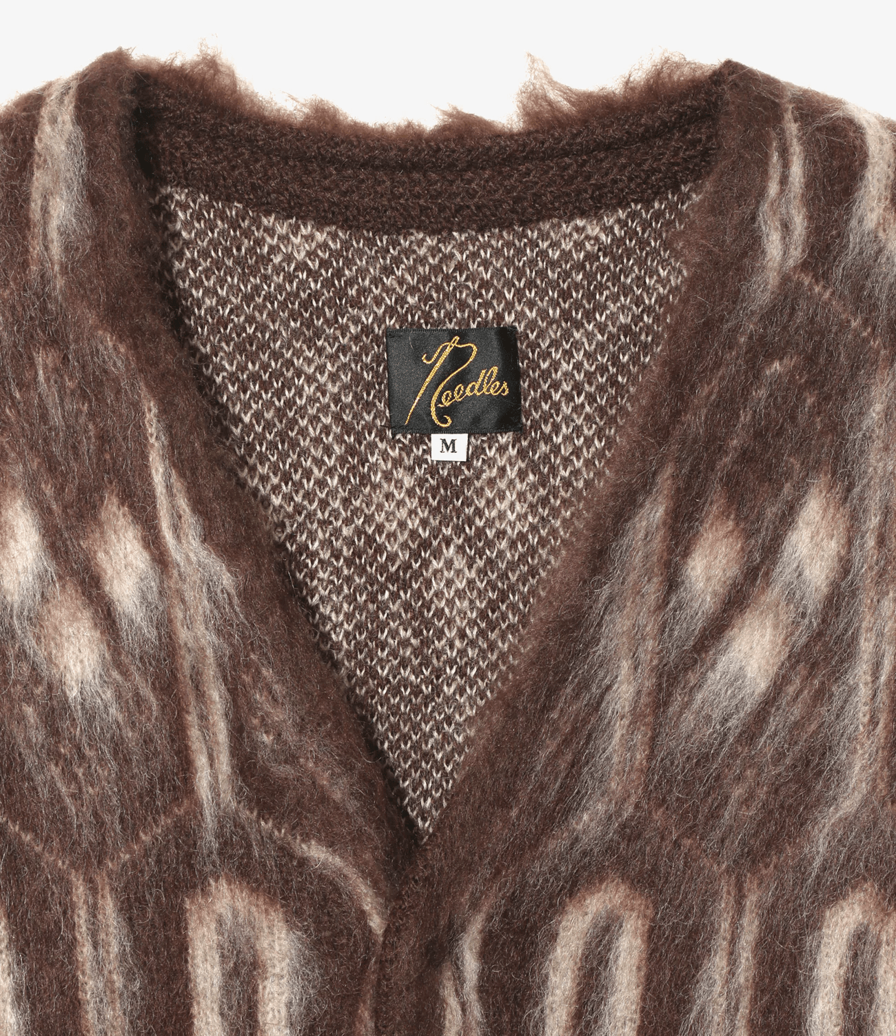 Needles/ニードルズ/MOHAIR CARDIGAN - GEOMETRIC burgundy M