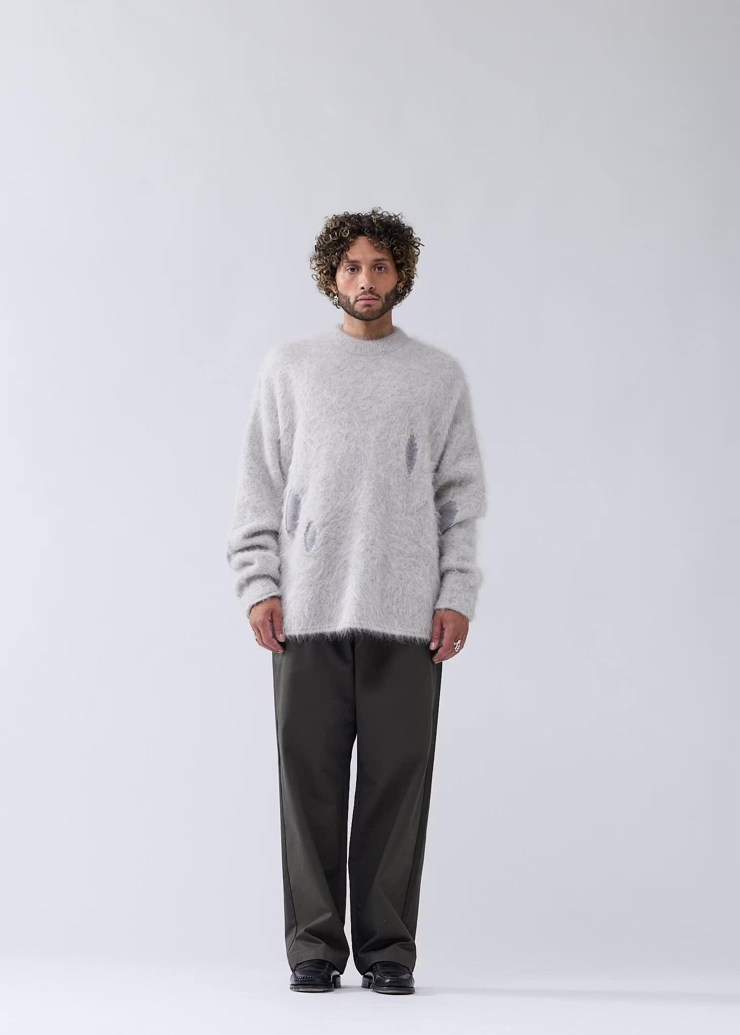 NewAmsterdam/ニューアムステルダム/ALPACA BLEND CREWNECK GREY BLACK M
