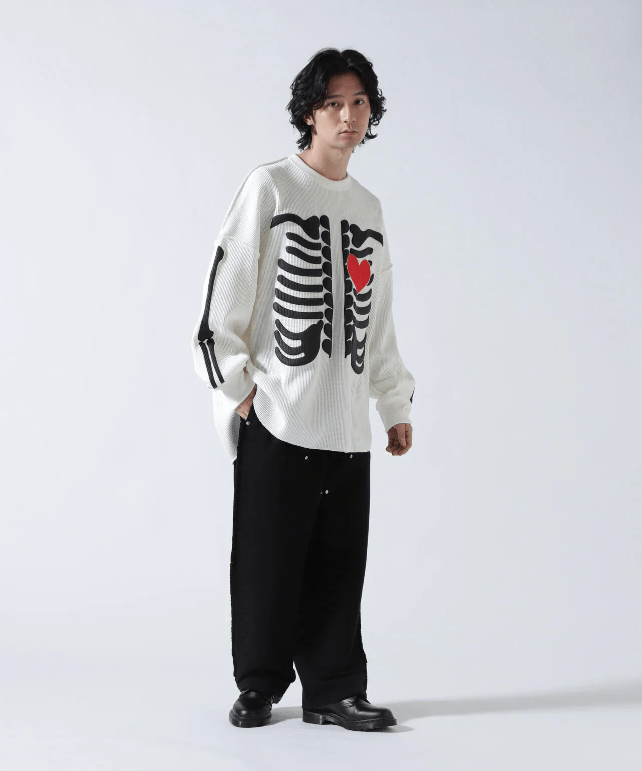 DISCOVERED/ディスカバード/別注BONE WAFFLE LONG SLEEVE TEE WHITE 1