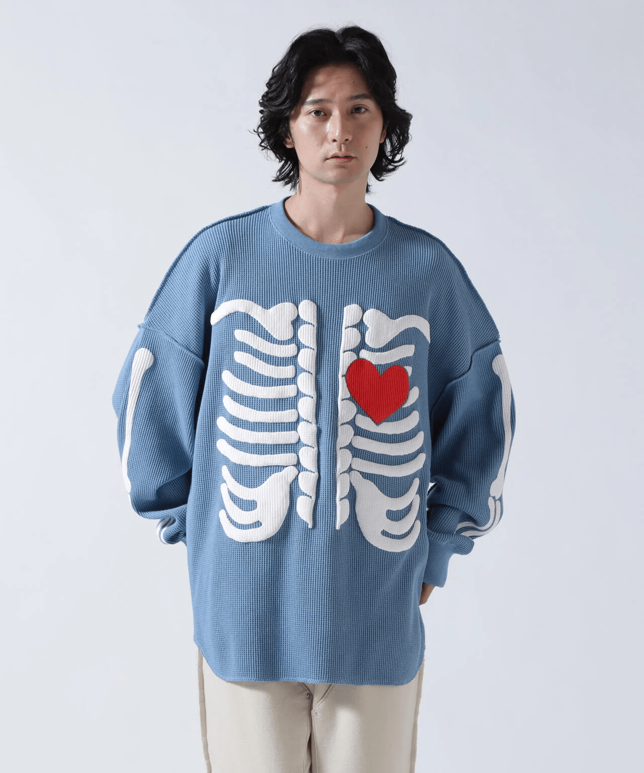 DISCOVERED/ディスカバード/別注BONE WAFFLE LONG SLEEVE TEE  BLUE 1